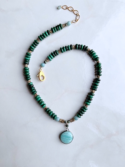 Amazonite, Malachite, Turquoise Necklace
